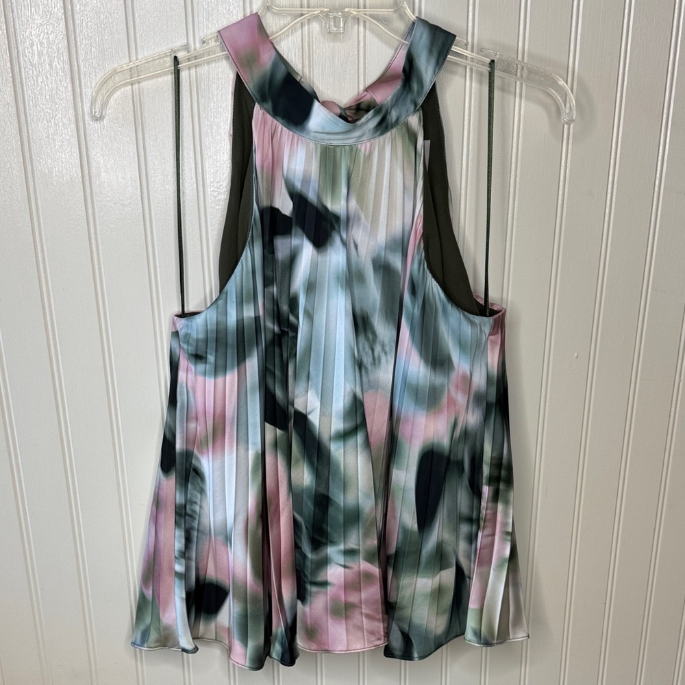 Adelyn Rae Watercolor Print Halter Tank Bow Tie Back -‎ Medium